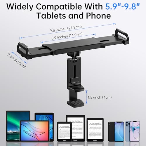 Tablet Holder–Airplane iPad/Kindle/Phone Holder Mount for iPad & Tablets, Travel Tablet Stand for Plane Seat Back, Kitchen and RV, Fits 5.9"-9.8" Devices, Release Hands Flight Accessories