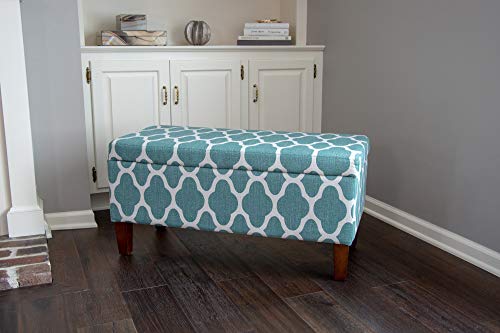 HomePop 36" Storage Ottoman Bench with Hinged Lid - Teal Blue Geometric - color: Teal Blue Geometric