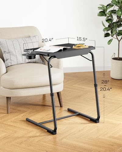 LORYERGO TV Tray - TV Table for Eating, Folding Table Trays with 6 Height & 3 Tilt Angle, TV Tray Table with Cup Holder, Dinner Tray for Eating or Working on Couch, Bed, Living Room, Home & Office - size: 1pcs