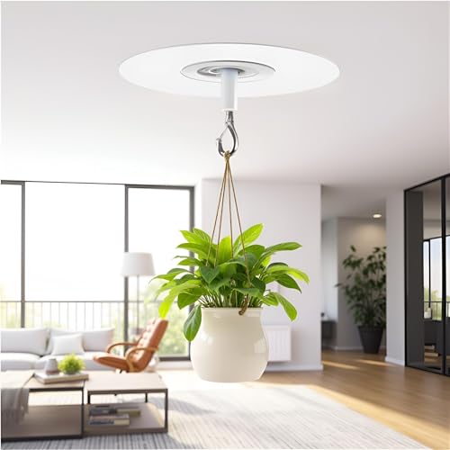 JJLFresheners Adhesive Ceiling Hooks with Safety Clasp, Stick-On Wall Hooks for Plants, Wind Chimes, Home Storage and Bathroom Decor