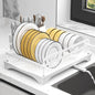 Dish Drying Rack,Dish Racks for Kitchen Counter, Metal Dish Drainer with Adjustable Drainage Spout, Removable Knife and Fork Holder (White) - color: 1 Tier - White