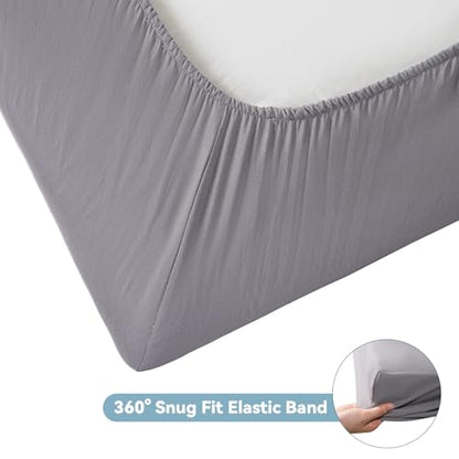 Cot Sheets 31" x 75", Cot Sheet Set 4 Piece for Narrow Twin/RVs Bunk/Camper Bunk/Guest Beds/Army Cots/Trifold Mattress/Travel Size Mattress, Shrinkage & Stain Resistant Cot Sheets Set, Gray
