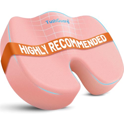 TushGuard Seat Cushion, Office Chair Cushions, Car Seat Cushion, Non-Slip Sciatica & Back Coccyx Tailbone Pain Relief Chair Pad, Memory Foam Butt Pillow for Computer Desk, Office Chair(Pink, XXL) - color: Pink, size: XX-Large
