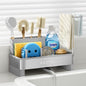 Nacial Sponge Holder for Kitchen Sink, Sink Caddy Organizer with High Brush Holder & Two Towel Racks - Rustproof 304 Stainless Steel Kitchen Countertop Storage Essentials - Gris - color: Gris