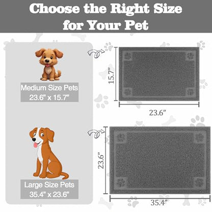 Darkyazi Pet Feeding Mat Large for Dogs and Cats,24"×16" Flexible and Easy to Clean Feeding Mat,Best for Non Slip Waterproof Feeding Mat. (Grey) - color: Grey
