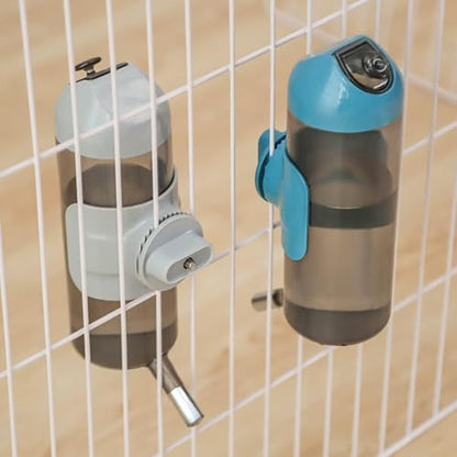 Pet Water Bottle Hanging Dog Water Dispenser Kennel Drinker Kettle Feeder BPA Free Cage Crate Hutch Puppy Cat Rabbit (17oz, Gray) - size: 17oz