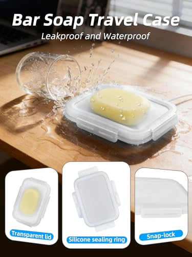Travel Soap Case, Leakproof Silicone Bar Soap Travel Case, 4.7 * 3inches Compact Portable Holder Container for Traveling, Gym, Camping, Shower (Transparent) - color: Transparent