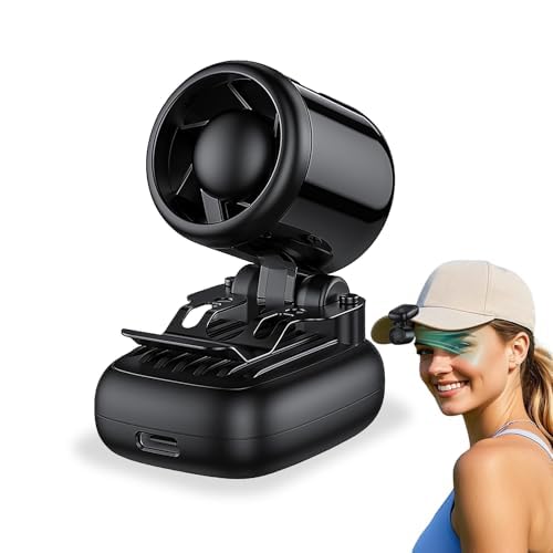 3-in-1 Portable Clip-on Fan for Hat, Rechargeable（Black） | shirts, or bags. 3-speed, low noise, long battery life. Ideal for hiking, fishing, camping, running, travel. - color: Black