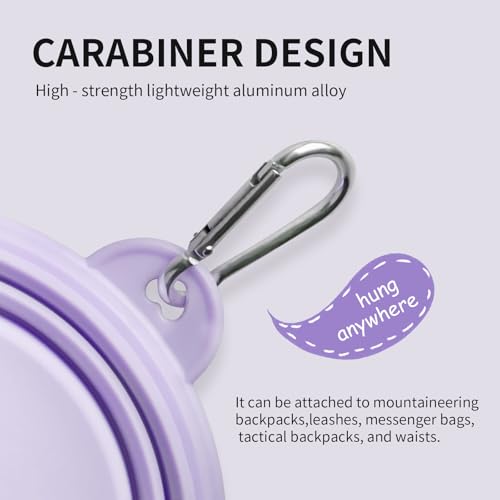 Collapsible Dog Bowls 2-Pack, Portable Travel Dog Bowl with Carabiner, Food-Grade Silicone Pet Bowl for Hiking, Walking (22 OZ Macaron Blue and Violet) - color: 22 OZ Macaron Blue and Violet