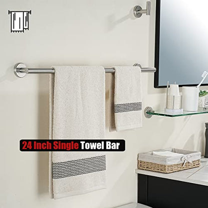 JQK Bath Towel Bar, 27 Inch 304 Stainless Steel Thicken 0.8mm Towel Rack Bathroom, Towel Holder Brushed Finished Wall Mount, Useable Length 24 Inch 2 Pack, TB110L24-BN-P2 - color: Brushed, size: 27 Inch (2 Pack)