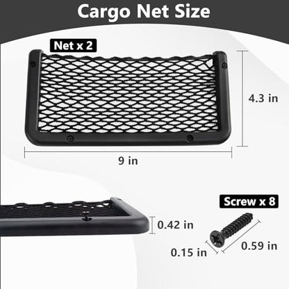 2 PCS Car Net Pocket, ABS Plastic Frame Cargo Net Storage Pockets Phone Nets, Car Mesh Net Pockets with Screws for Auto, RV, Boat, and Camper Storage Nets (9 x 4.3 Inch) - size: 9 x 4.3 Inch