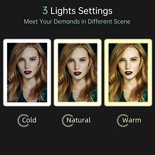 FUNTOUCH Rechargeable Portable Makeup Mirror with 72 LED Lights, Travel Lighted 1X/5X Magnification, 3 Color Lighting,Dimmable Touch Screen, Tabletop Folding Cosmetic Lights - color: Bright White