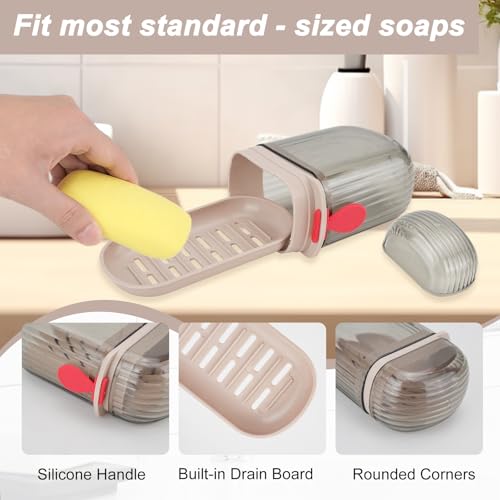 2 Pcs Travel Soap Case, Leak-Proof Bar Soap Travel Case with Lid Soap Box Holder with Drainage Layer, Portable Soap Container for Traveling, Bathroom, Gym, Camping, Outdoor - Clear