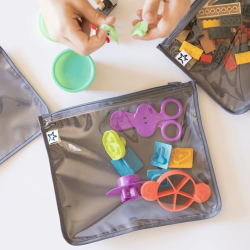 Tiny Twinkle Diaper Bag Organizing Pouches|3 Pack Mess-Proof Clear Front Travel Organizer Bags&TSA Approved Toiletry Bag Set for Baby and Mom Essentials - color: Hearts