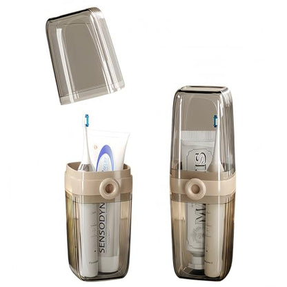 Toothbrush Travel Case Portable Clear Grey Toothbrush Holders with Cover, Leakproof Toothbrush & Toothpaste Holder for Traveling School Camping Business Trip Bathroom - color: 1 Pc-clear Coffee