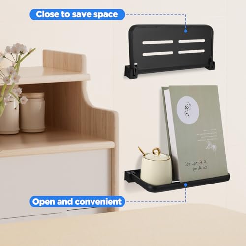 Lemecima 2 Pack Folding Wall Shelf for Bathroom, 90° Fold Up Floating Shelf, Wall Mounted Drop Down Metal Shelves for RV, Campers, Laundry Room, Toilet Room, Kitchen, Waterproof, Space Saving
