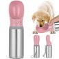 Portable Dog Water Bottle, 14 OZ, Stainless Steel Leak Proof Puppy Water Dispenser with Drinking Feeder for Pets Travel, Walking, Hiking and Outdoor Activities - size: 14 OZ - Pink, style: Button switch