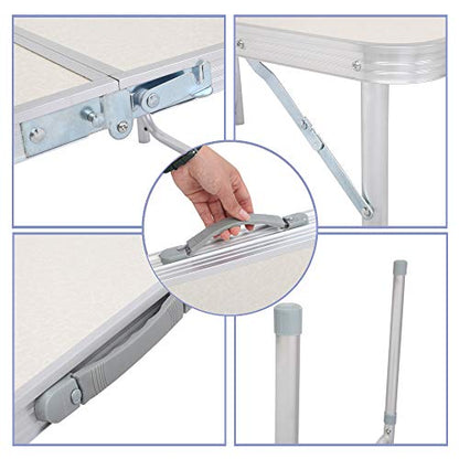 3/4/6 Foot Plastic Folding Table,Adjustable Foldable Table with Carrying Handle,Outdoor Picnic Party Table for Camping,Wedding,Kitchen,Beach,Straight Legs - White (White, 3ft) - size: 3ft