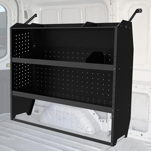 MELIPRON Steel Cargo Van Shelving Storage System Fit for NV200, Transit Connect 2014+, Chevy City Express, Promaster City with S-Shaped Hooks(52" W x 43" H x 13" D) - size: 52" W x 43" H x 13" D