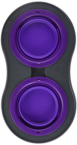 Dexas Popware for Pets Double Elevated Pet Feeder, Large, Gray/Purple - color: Gray/Purple, size: Large/2.5 Cup Capacity Bowls