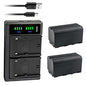 Kastar 2-Pack NP-F750 / NP-F770 Battery and LTD2 USB Charger Compatible with Lilliput A7S 7", A7S-B 7" Field LED Monitor, H7 7", H7S 7", Q7 Full HD Monitor, A11 10.1", A12 12.5" IPS 4K HDMI Monitor - size: 1 Charger + 2 Batteries
