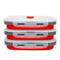 CARTINTS Set of 3 Collapsible Food Storage Containers with Lids, Collapsible Silicone Bowls, Silicone Lunch Containers, For Meal Prep, Camping, Travel, Microwave and Freezer Safe,500ml,Red - color: red