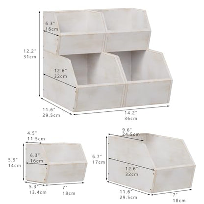 Trironsun 2 Set Bamboo Pantry Storage Bins Wood Stackable Baskets Potato and Onion Storage Bins Fruits Vegetable Bread Organization for Kitchen Counter