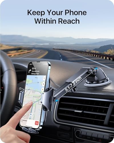 andobil Military-Grade Phone Holders for Your Car 【89+ LBS Strongest Suction & Metal Clip】 2026 Ultimate Car Phone Holder, Dashboard Windshield Vent Cell Phone Car Mount for iPhone Sumsung Android - color: Black