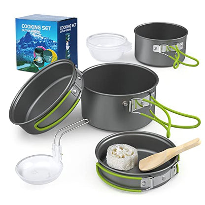ACAGALA Portable Outdoor Tableware Camping Cookware 2-3 People Multifunctional Portable Cooking Set for Outdoor Stove