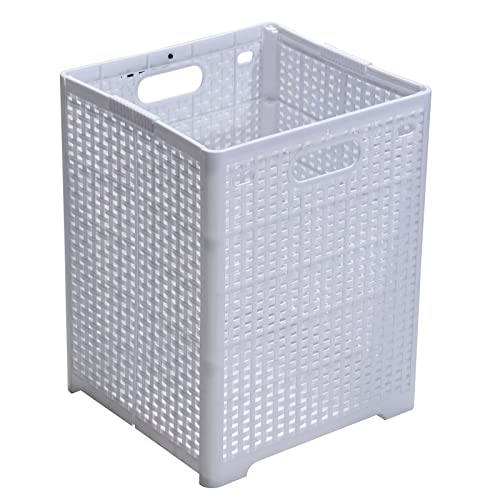Eslite 42L Collapsible Plastic Laundry Baskets,Foldable Laundry Hamper,Pack of 2 (White) - color: White