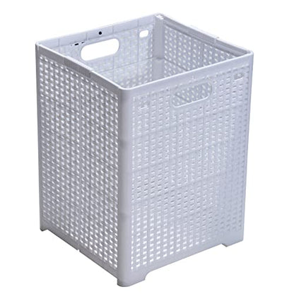 Eslite 42L Collapsible Plastic Laundry Baskets,Foldable Laundry Hamper,Pack of 2 (White) - color: White