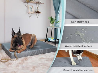 Explore Land Scratch Resistance Dog Bed Cover Canvas Washable Dog Crate Pad Replacement Cover, 40Lx27Wx4H inch, Charcoal - color: Deep Gray, size: 40”Lx27”Wx4”H
