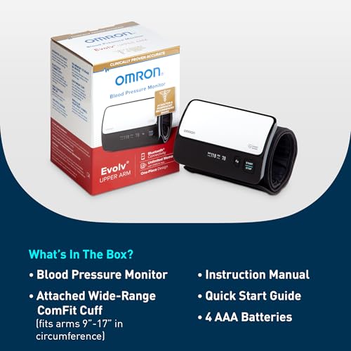 OMRON Evolv Wireless Blood Pressure Monitor for Home Use & Upper Arm Blood Pressure Cuff - #1 Doctor & Pharmacist Recommended Brand - Clinically Validated - Connect App