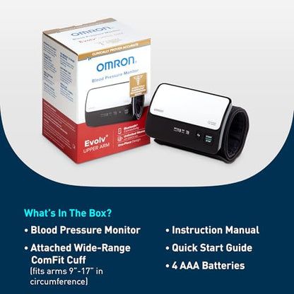 OMRON Evolv Wireless Blood Pressure Monitor for Home Use & Upper Arm Blood Pressure Cuff - #1 Doctor & Pharmacist Recommended Brand - Clinically Validated - Connect App