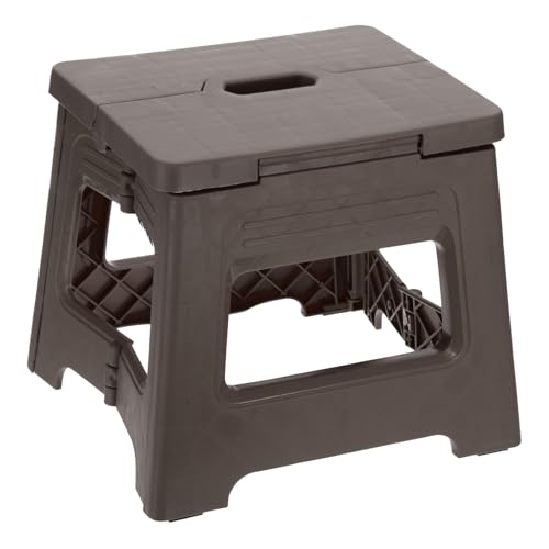 uxcell 8" Folding Step Stool for Adults 88 lbs Capacity Non-Slip Step Stool with Handle Collapsible Foot Stools, Brown Small Stepping Stool for Bathroom, Bedroom, Kitchen - color: Brown, size: 7.9 x 6.6 x 7.9inch