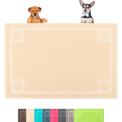 Darkyazi Pet Feeding Mat Large for Dogs and Cats,24"×16" Flexible and Easy to Clean Feeding Mat,Best for Non Slip Waterproof Feeding Mat. (Beige) - color: Beige