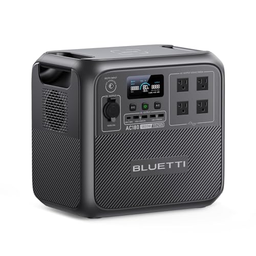 BLUETTI Portable Power Station AC180, 1152Wh LiFePO4 Battery Backup w/ 2 1800W (2700W peak) AC Outlets, 0-80% in 45Min, Solar Generator for Camping, Off-grid, Power Outage - style: BLUETTI AC180