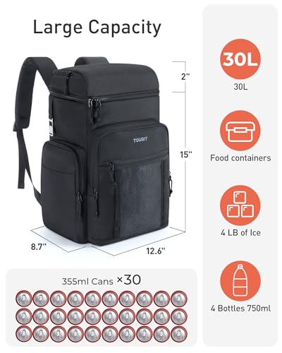 TOURIT Insulated Backpack Cooler: 30 Cans Waterproof Leakproof Soft Cooler Bag Beach Travel Picnic Camping - color: Pink, style: 30 Cans 2.0