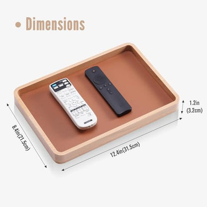 ProCase Wooden Valet Tray for Men, Wood Catch-All EDC Organizer, Fathers Day Gift, Nightstand Entryway Bedside Dump Holder for Wallets, Keys, Watches, Phones, Loose Change, Trinkets -LightBrown - color: Light Brown
