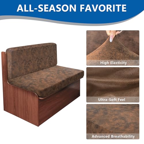 ANARACHON Leather Look RV Camper Dinette Cushion Covers, Washable RV Couch Cushion Covers Dinette Booth Seats Stretchable Camper Seat Covers (03 Dark Brown, 1 Set) - color: 03 Dark Brown, size: 1 Set