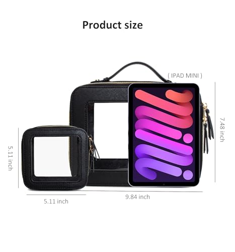 LETGO Clear Makeup Bags, TSA Approved Toiletry Bag with Zipper, Clear Makeup Organizer Large Fit Carry-on Travel Essentials,Clear Cosmetic Bags for Women Men (Large-Black) - color: 0-Large-Black