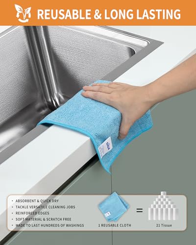 MR.SIGA Microfiber Cleaning Cloth, All-Purpose Microfiber Towels, Streak Free Cleaning Rags, Pack of 15, Sky Blue, Size 30 x 30 cm(11.8 x 11.8 inch) - color: Sky Blue