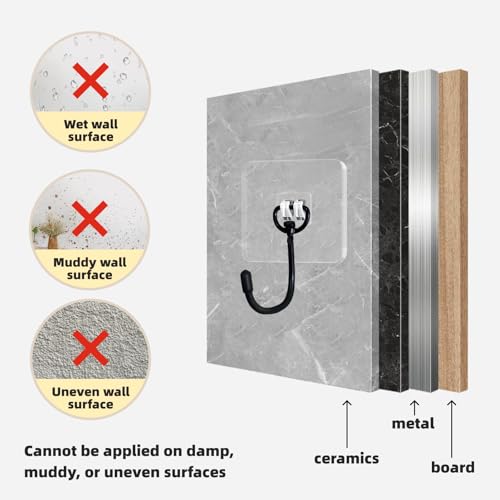 DTmasao 100 Packs Large Hooks for Heavy-Duty Hanging 44Ib(Max) Wall Hangers - No Nails, Self-Adhesive Traceless, Waterproof Rustproof, Bathroom Kitchen Home Use