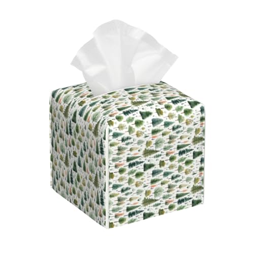 Forest Trees Design Tissue Box Cover Square Tissues Boxes Decorative Facial Paper Organizer for Friends, Home Nightstands Bathroom Table Decor - color: Color_16