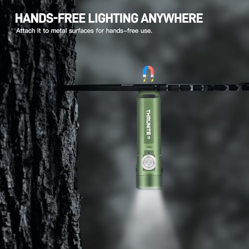 ThruNite Ti Keychain Flashlight, USB-C Rechargeable Mini Flashlight, 650 Lumens with Magnetic Tailcap, IPX-6 Waterproof EDC Pocket Light for Camping, Everyday Carry (Dark Green) - color: Dark Green