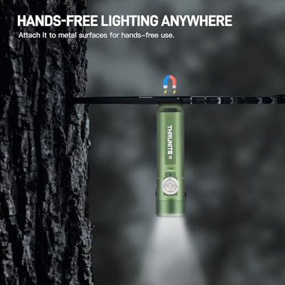 ThruNite Ti Keychain Flashlight, USB-C Rechargeable Mini Flashlight, 650 Lumens with Magnetic Tailcap, IPX-6 Waterproof EDC Pocket Light for Camping, Everyday Carry (Dark Green) - color: Dark Green