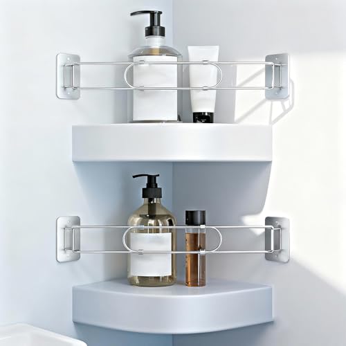TAOPOWER RV Shower Corner Storage Bar – Adjustable Stainless Steel Rod, No Tool Install, Camper Bathroom Organizer for Full-Time RV Living Must Have Accessories, Protect Your RV’s Value（2Pcs）