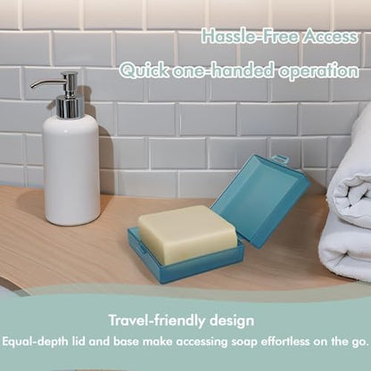 Soap Container, Shower Square Bar Holder Fit Handmade Soap, Travel Soap Case (Light Blue) - color: Light Blue