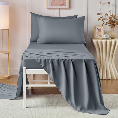 VACVELT Cot Fitted Sheet, 31 x 75 Inch Silver Grey Cot Sheets, Ultra Soft and Breathable Microfiber Bed Cover Snug Fit for Narrow Twin/RV Bunk/Camper Bunk/Guest Beds/Trifold Mattress - color: Silver Grey