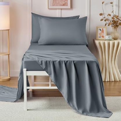 VACVELT Cot Fitted Sheet, 31 x 75 Inch Silver Grey Cot Sheets, Ultra Soft and Breathable Microfiber Bed Cover Snug Fit for Narrow Twin/RV Bunk/Camper Bunk/Guest Beds/Trifold Mattress - color: Silver Grey